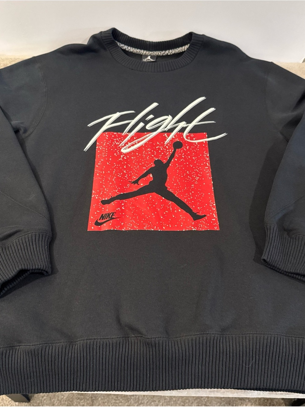 Jordan Flight Crewneck Mens - Nike Jumpman - Size 2XL - Black/Red 527189 010